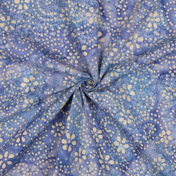Baumwolle Batik einzigartig gefertigt Beige auf Lavendelblau